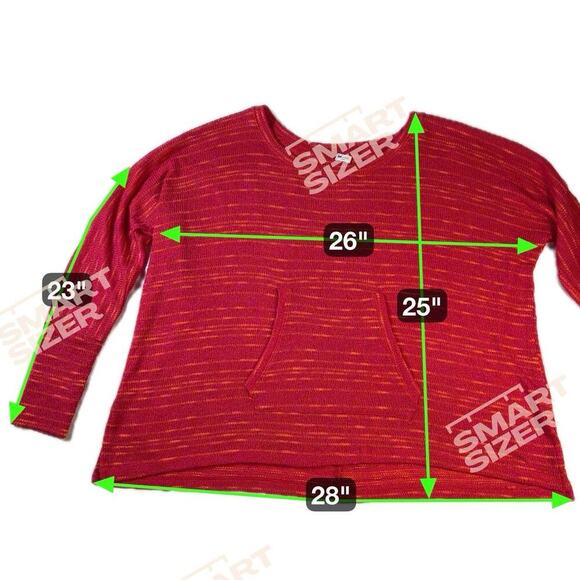 Splendid Hot Pink/Orange Lightweight Boxy Sweater Kangaroo Pocket Size L - Picture 4 of 9